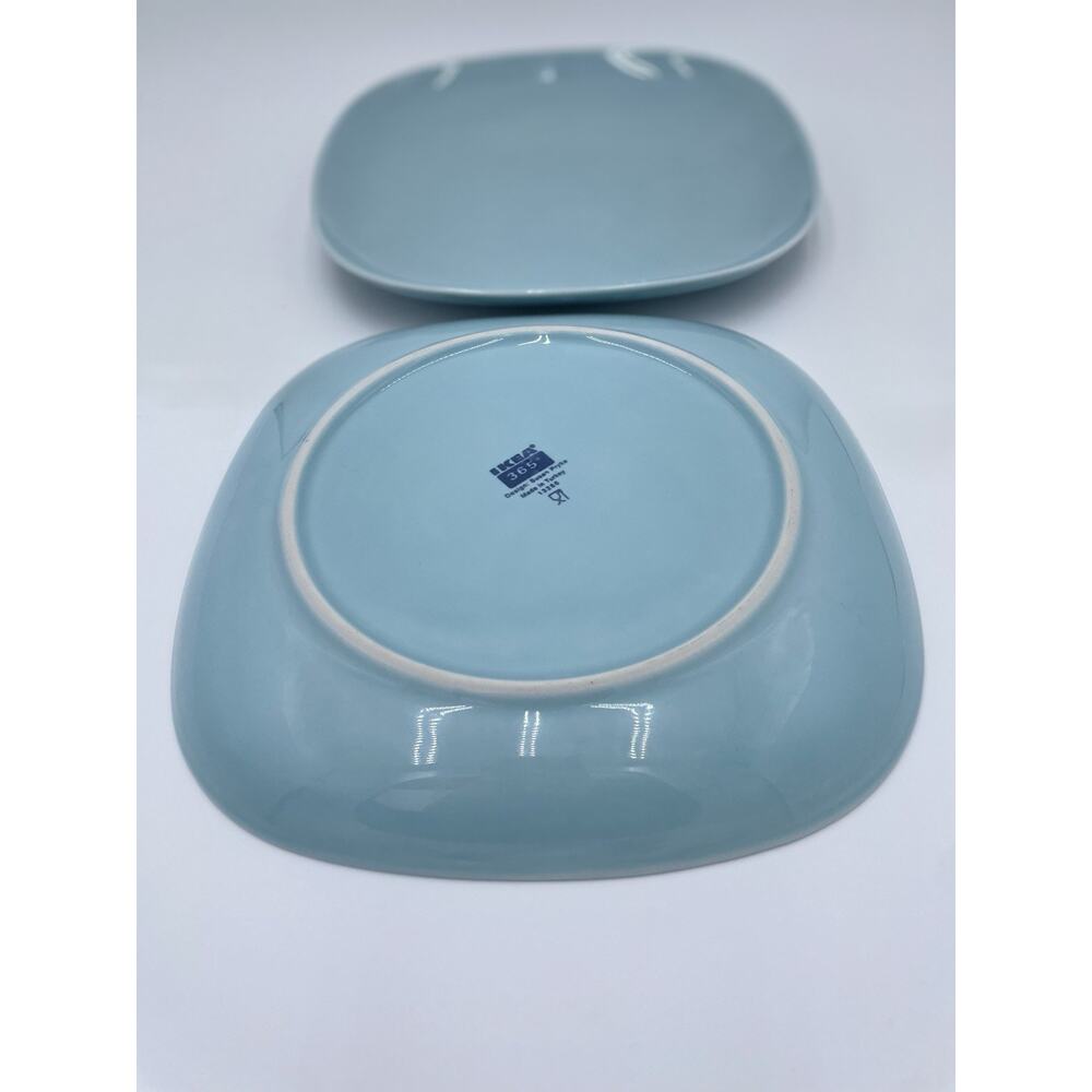Set of 2 IKEA 365+ SUSAN PRYKE TURQUOISE BLUE SQUARE 9 3/4" DINNER PLATES - Picture 3 of 7